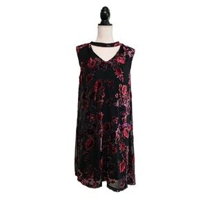 NWT Luxology Black Floral‎ Burnout Velvet Choker Neck Dress Size 10 Witchy Goth